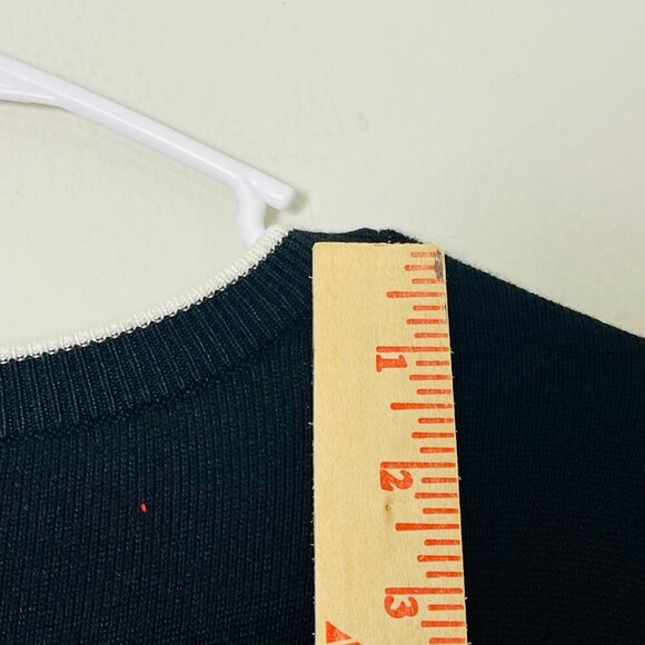 Vince Camuto Knit Dress Women Medium Black Ruffle Sleeve Trim A-Line Career - Picture 5 of 12